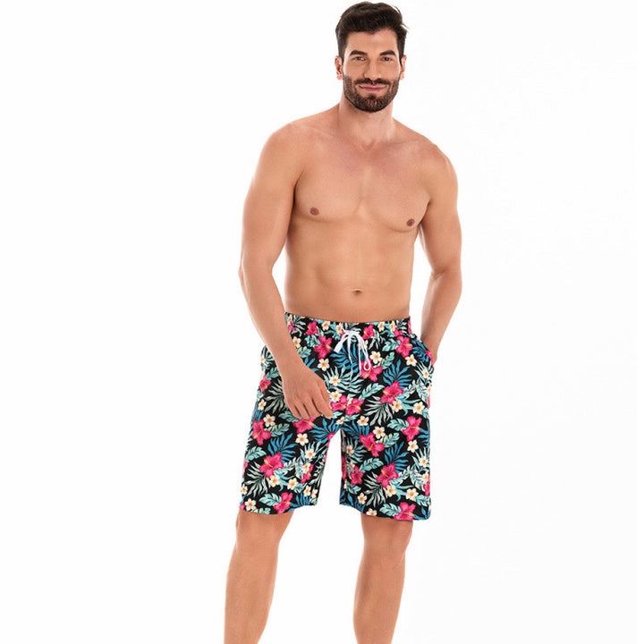 Herren Badeshorts mit floralem Muster und elastischem Bund Drune