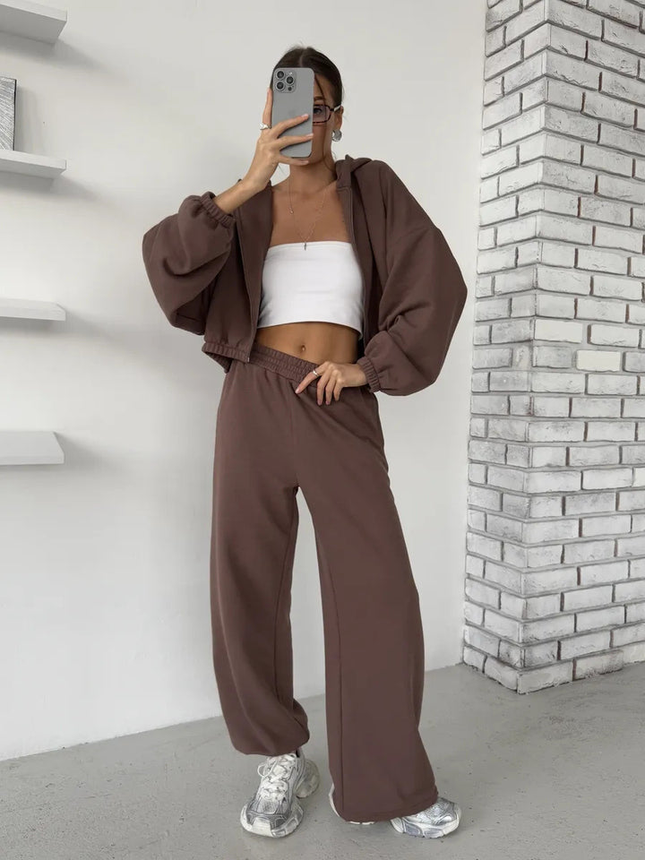 Damen lässiger und modischer Hoodie-Set mit weiten Ärmeln von Drune