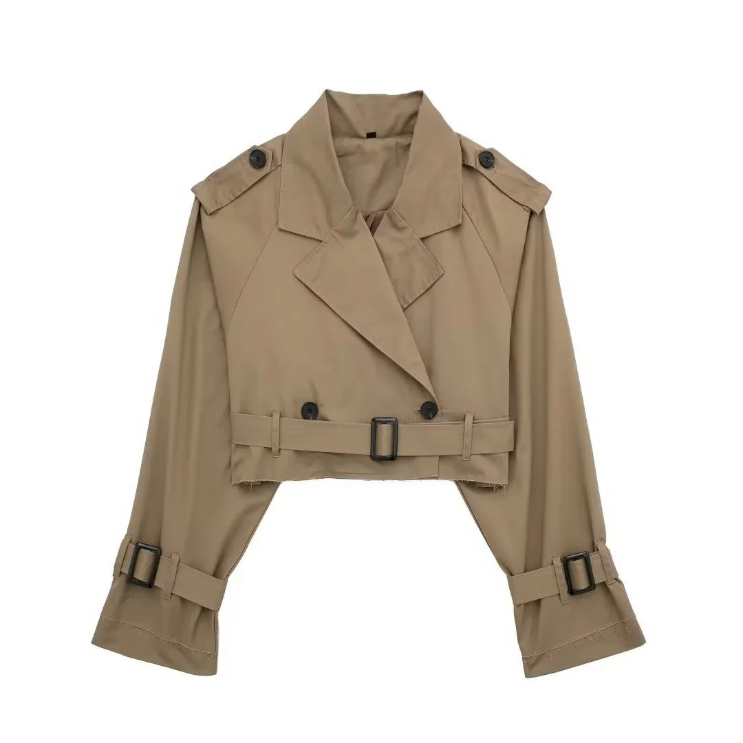 Damen moderne cropped Trenchjacke Drune