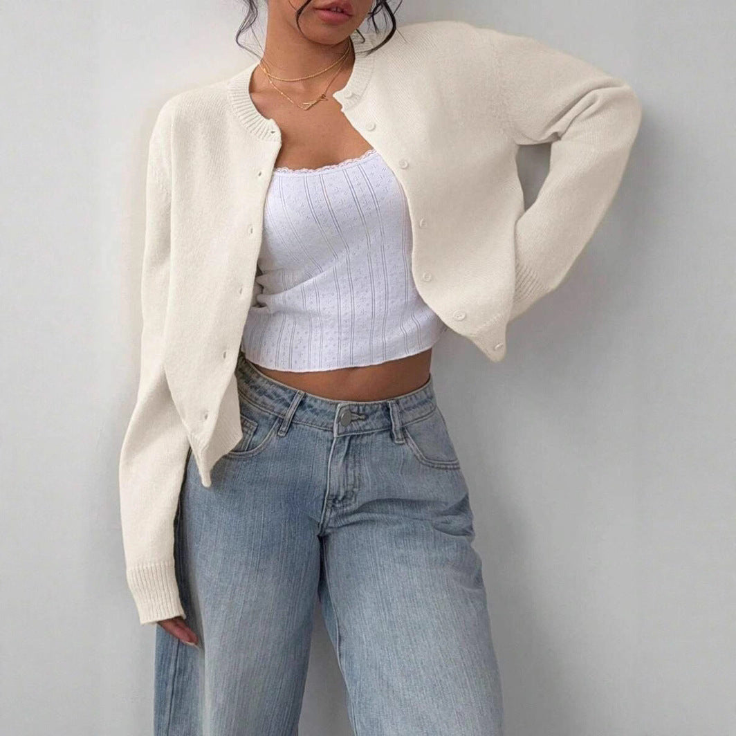 Damen Strickjacke mit Knopfverschluss und lässigem Schnitt Drune