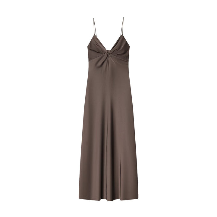 Damen Maxikleid mit elegantem Wasserfallausschnitt und zarter Drapierung Drune
