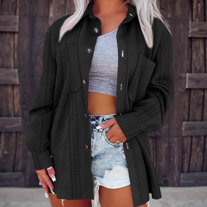 Damen Oversized Hemdjacke mit strukturiertem Design Drune