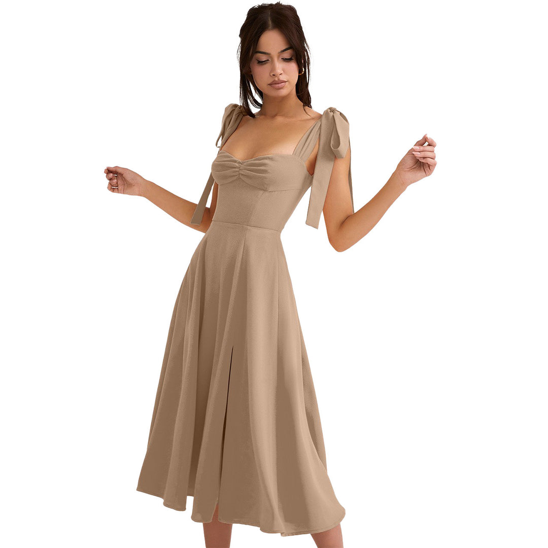 Damen Maxikleid mit verstellbaren Trägern und seitlichem Schlitz Drune