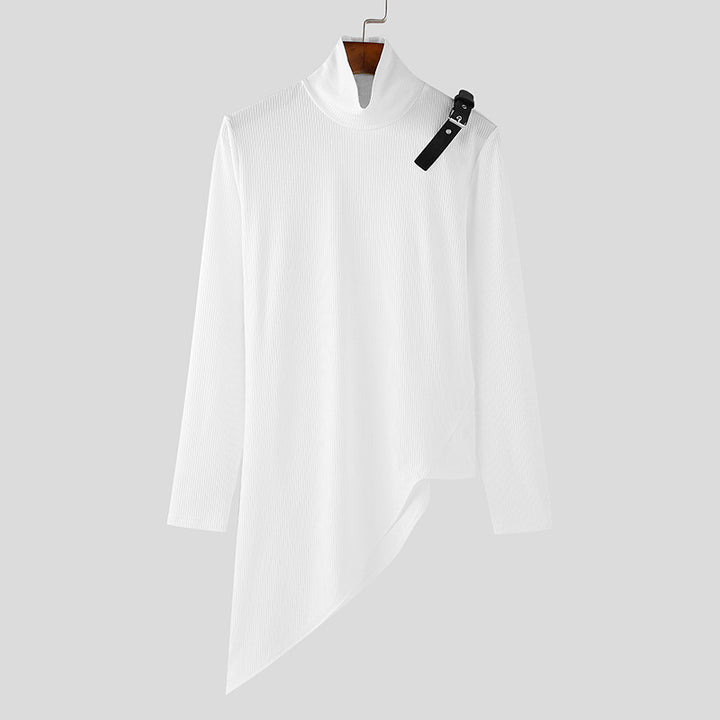 Damen nan asymmetrisches Longsleeve aus Feinstrick mit Stehkragen, diagonalem Saum und verstellbarem Schulterriemen Drune