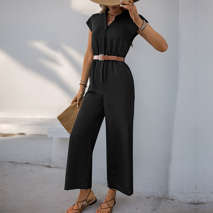Damen Jumpsuit mit elastischem Bund und schickem Taillengürtel Drune