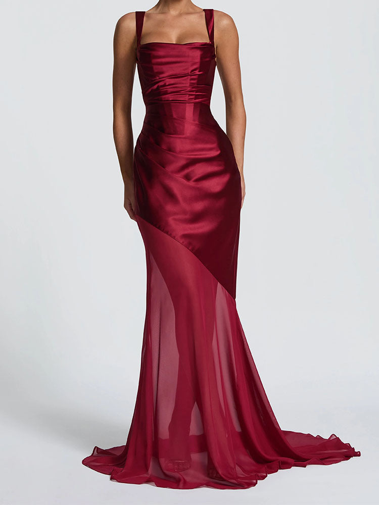 Damen Elegantes Chiffon-Abendkleid mit figurbetontem Schnitt Drune