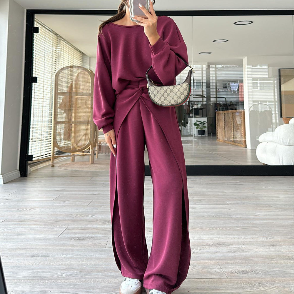 Damen Set mit elegantem Krepp-Design und weitem Schnitt Drune