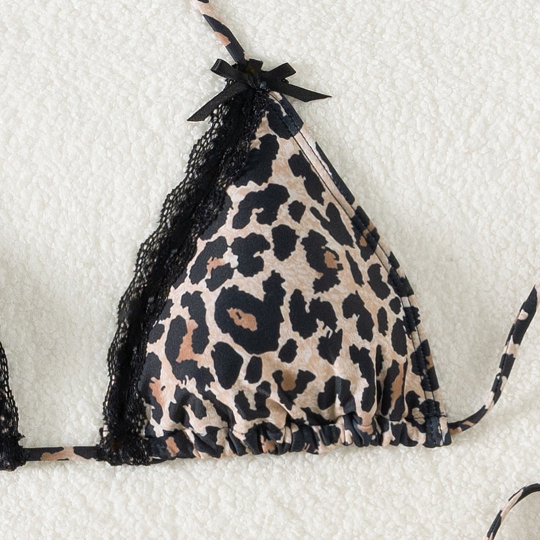 Damen Triangel-Bikini mit Spitzendetails und verstellbaren Trägern Drune