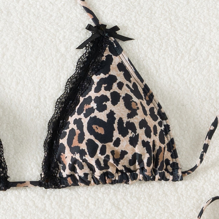 Damen Triangel-Bikini mit Spitzendetails und verstellbaren Trägern Drune