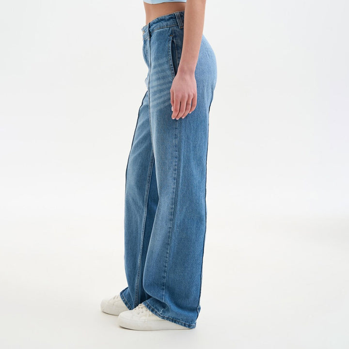 Damen weite high-waist Jeans mit trendigem Vintage-Design Drune