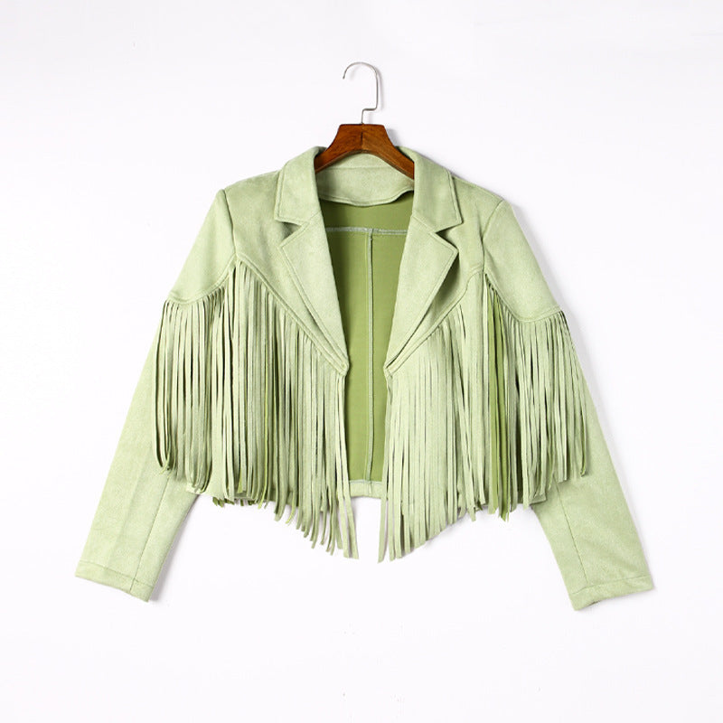 Damen Fransenjacke aus hochwertigem Suede-Mix Drune