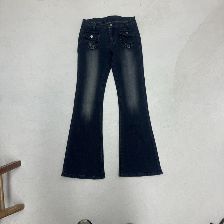 Damen Flared Jeans im klassischen Schnitt mit dekorativen Taschen Drune