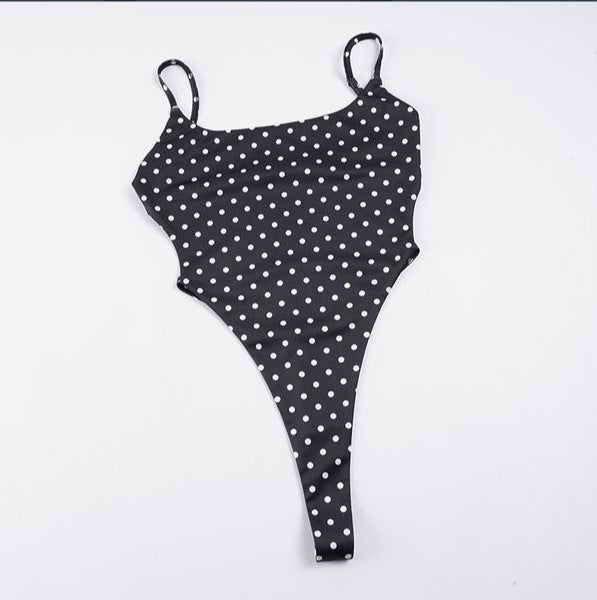 Damen Badeanzug mit hochgeschnittenem Design und verspieltem Polka-Dots-Muster Drune