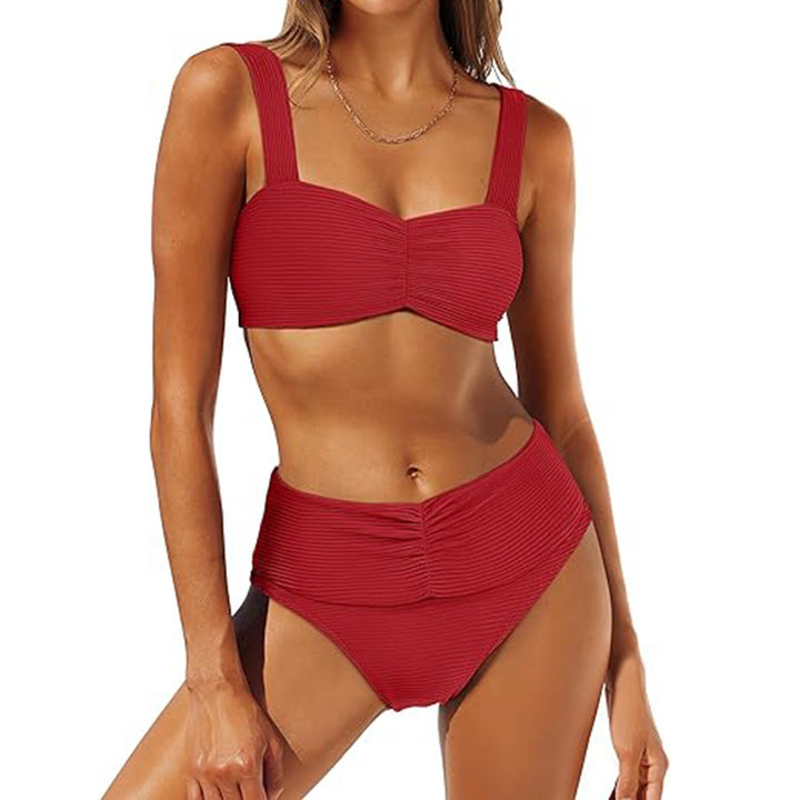 Damen Hochgeschnittener Bikini mit Raffung Drune