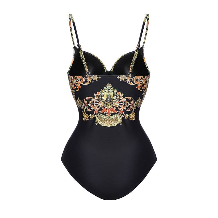 Damen Einteiler Badeanzug mit elegantem Design und passendem Wickeltuch Drune
