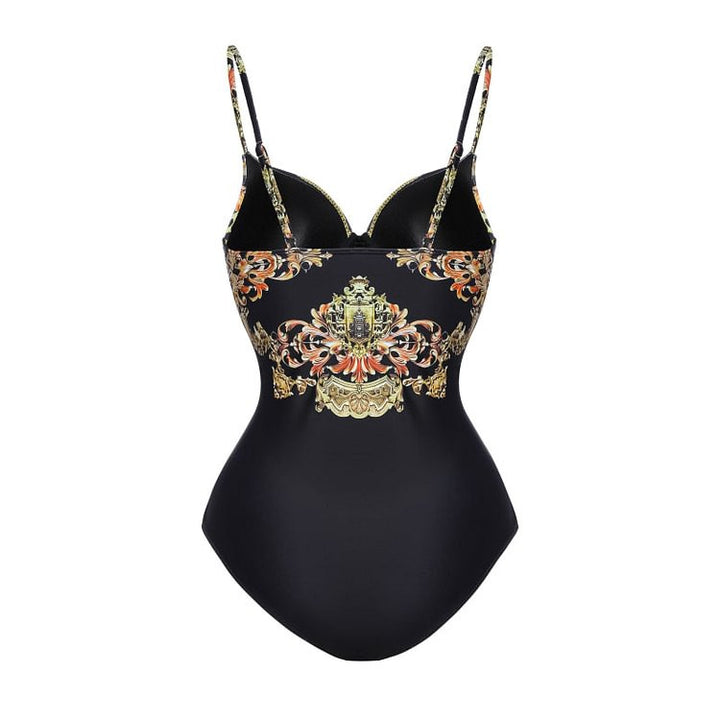 Damen Einteiler Badeanzug mit elegantem Design und passendem Wickeltuch Drune
