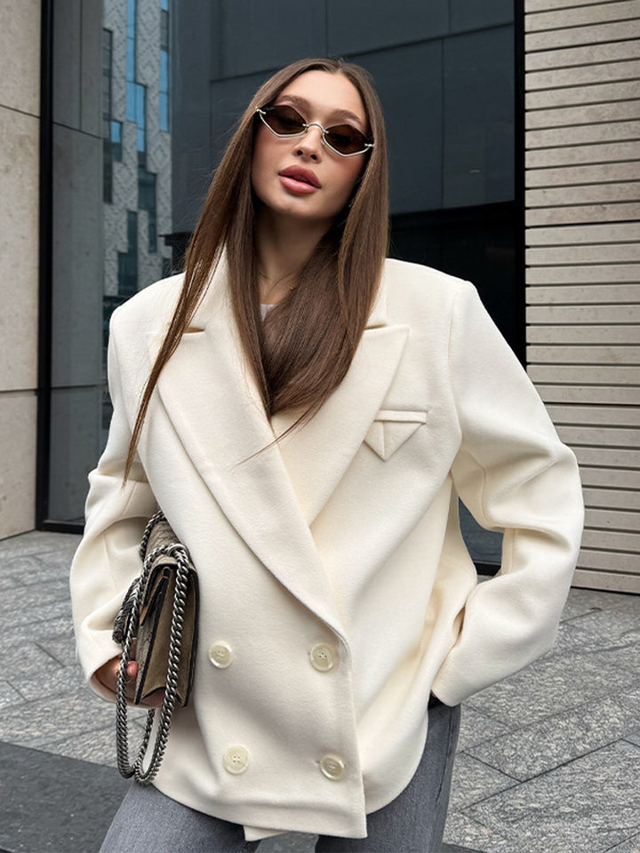 Damen Oversized Blazerjacke mit doppelter Knopfleiste und eleganten Details Drune