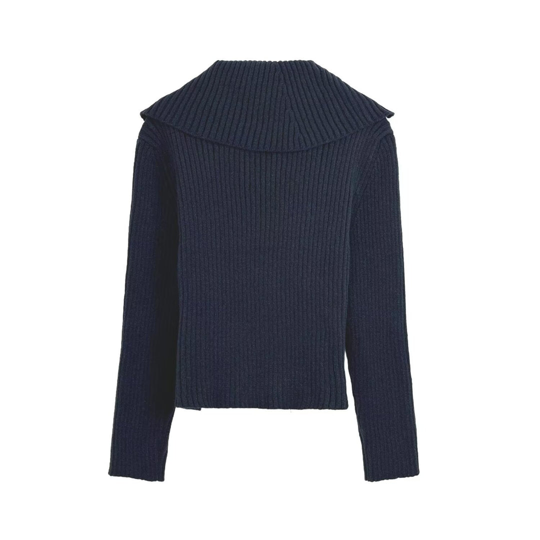 Damen Strickjacke mit raffiniertem Kragen und seitlichem Reißverschluss Drune