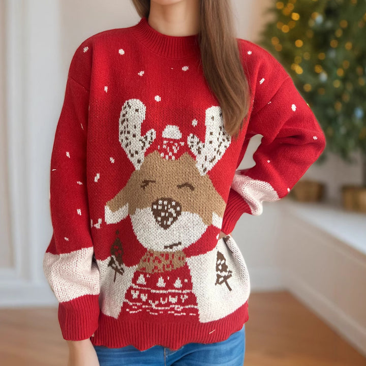 Damen Pullover mit festlichem Rentier-Motiv und himmlischem Design Drune