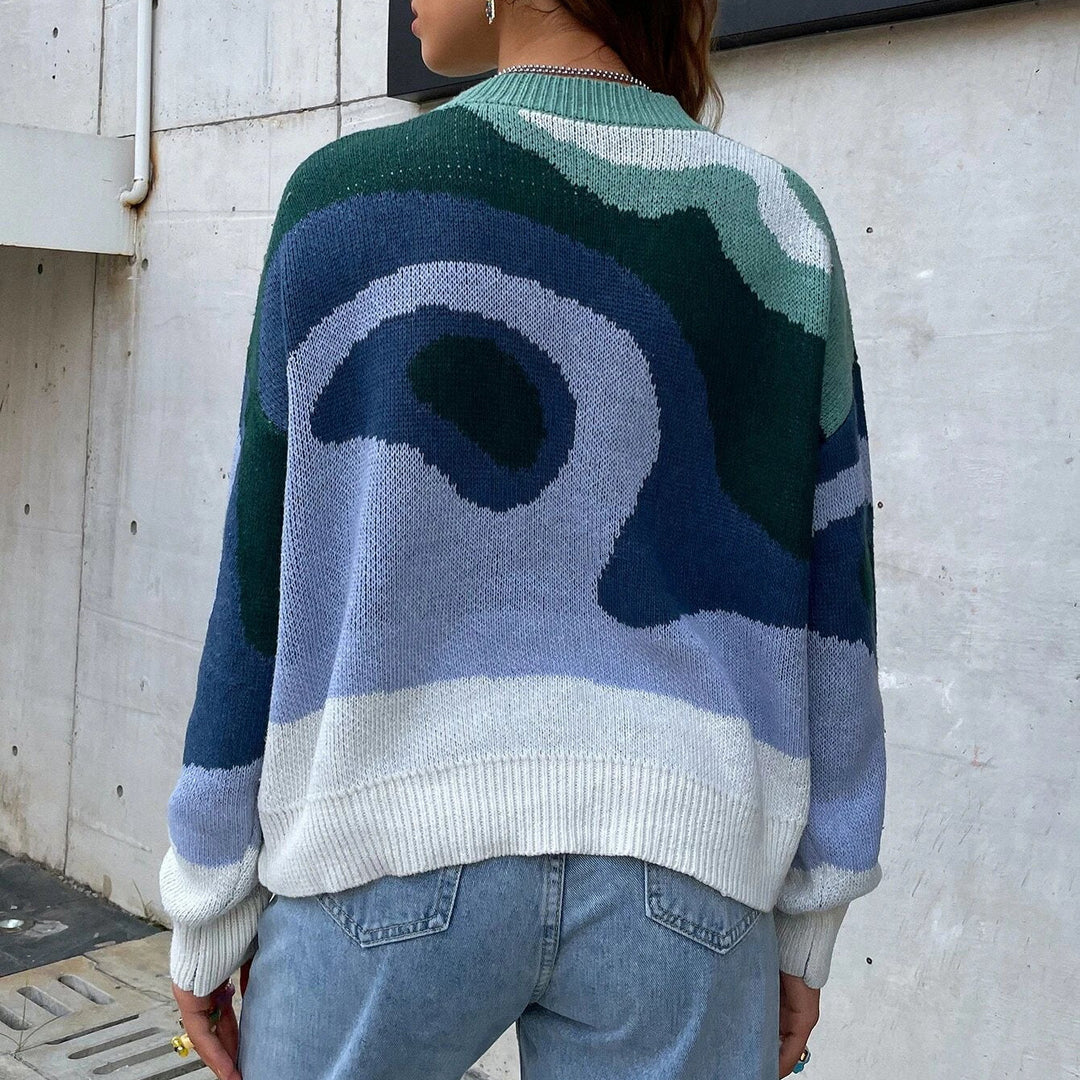Damen Modischer Pullover mit kreativen Farben und weichem Strick Drune