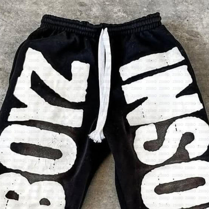 Damen Sweatpants mit großem auffälligem Logodruck Drune
