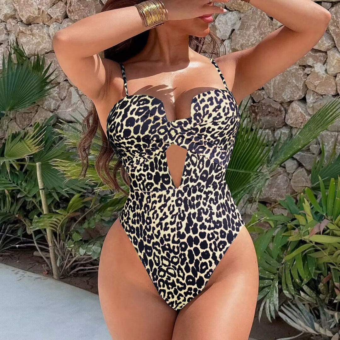 Damen Cut-Out Badeanzug mit animalischem Muster Drune