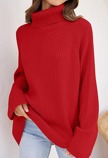Damen Kaschmir-Feinstrickpullover mit hohem Kragen und weitem Schnitt Drune