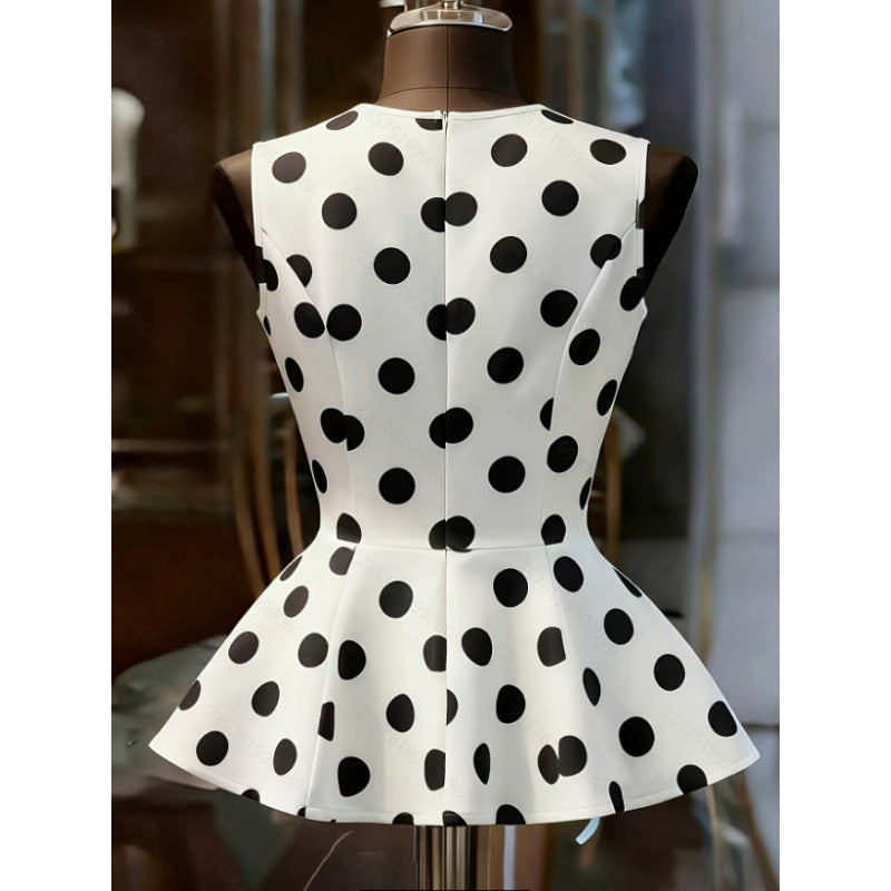 Damen Peplum-Oberteil mit modernen Punkten Drune