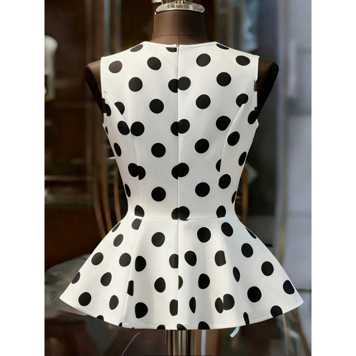 Damen Peplum-Oberteil mit modernen Punkten Drune