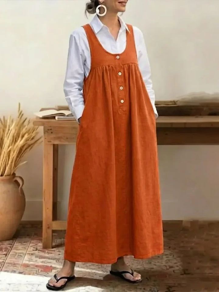 Damen Maxikleid mit Knopf- und Taschen-Details Drune