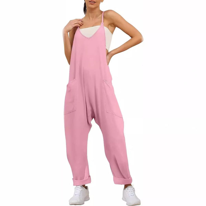 Damen Lässiger Overall mit tiefem Ausschnitt und praktischen Taschen Drune
