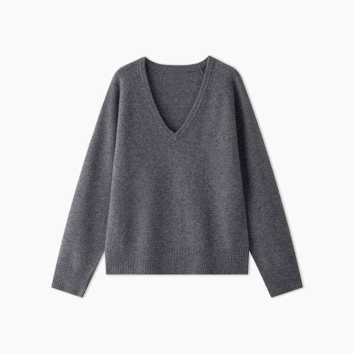 Damen Kuscheliger V-Ausschnitt Pullover Drune