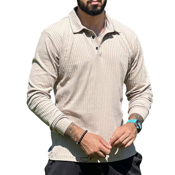 Herren langer Strickpullover mit strukturiertem Design und Knopfleiste Drune