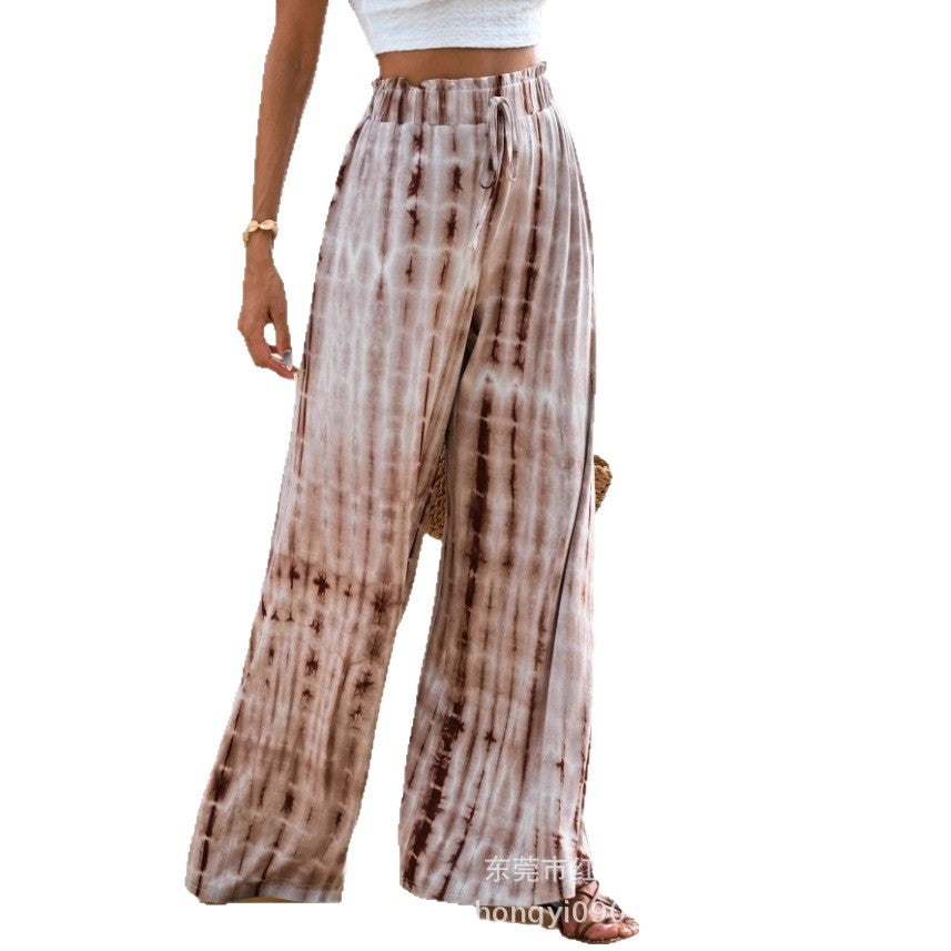 Damen Weit geschnittene Sommerhose mit elastischem Bund und einzigartigem Batikmuster Drune