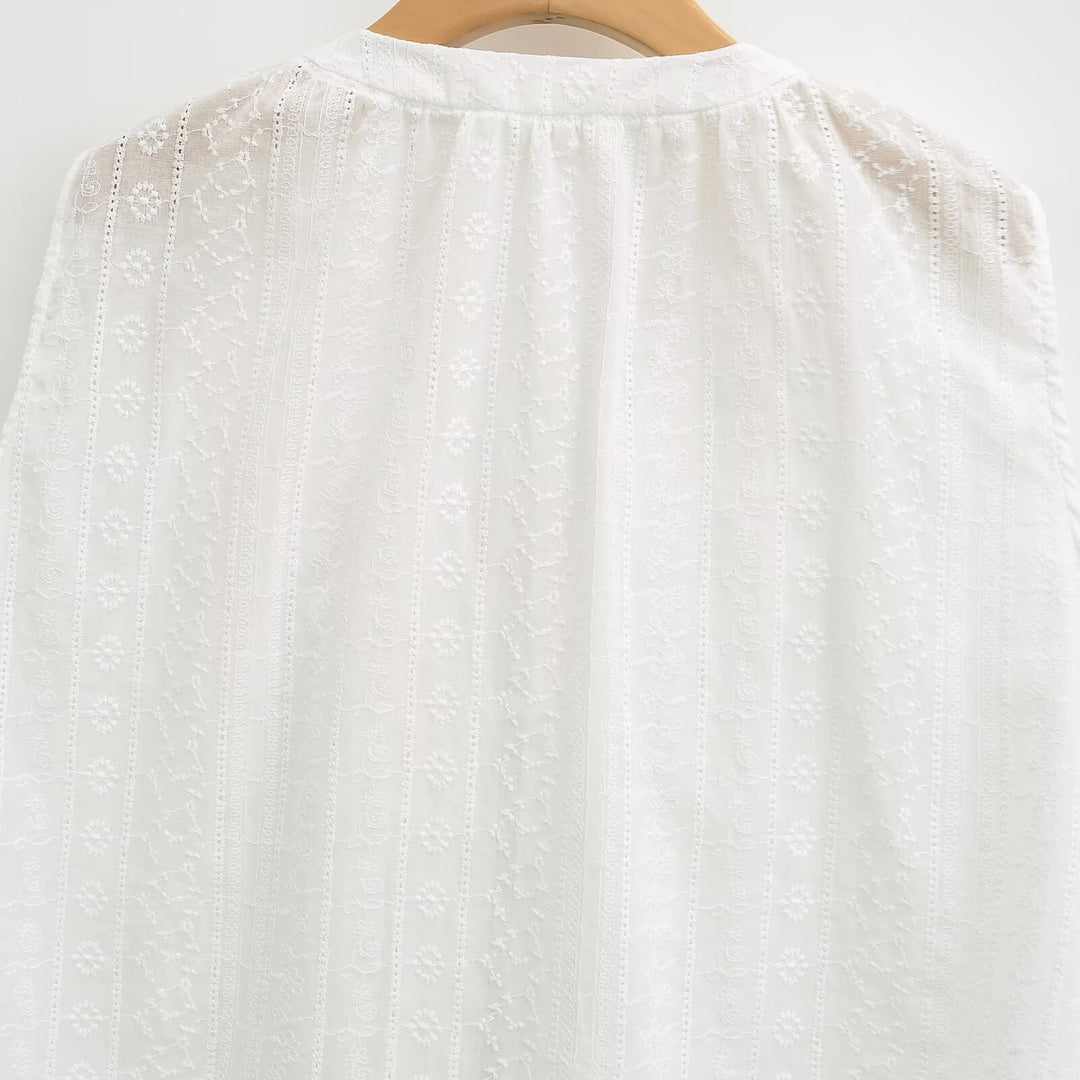 Damen Rüschenshirt mit elegantem V-Ausschnitt Drune
