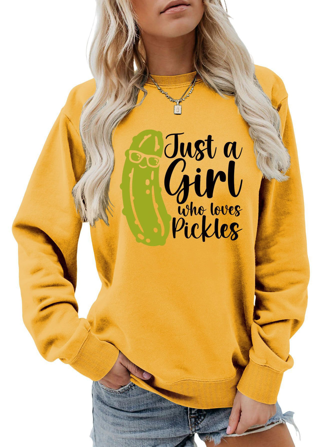 Damen Sweatshirt mit humorvollem Gurkenmotiv und lässigem Schnitt Drune