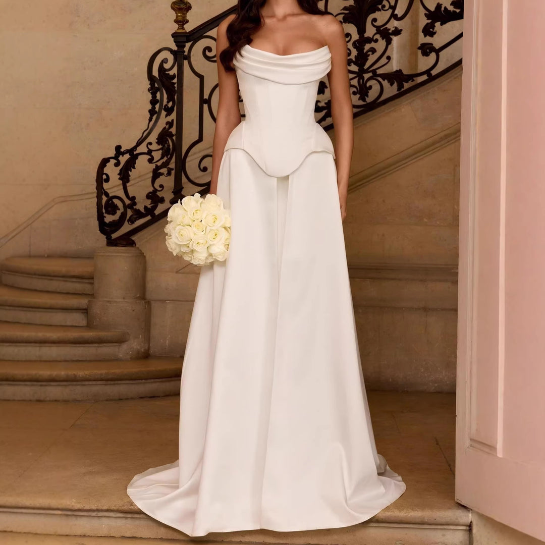 Damen Hochwertiges Brautkleid mit eleganter Drapierung und herzförmigem Ausschnitt Drune