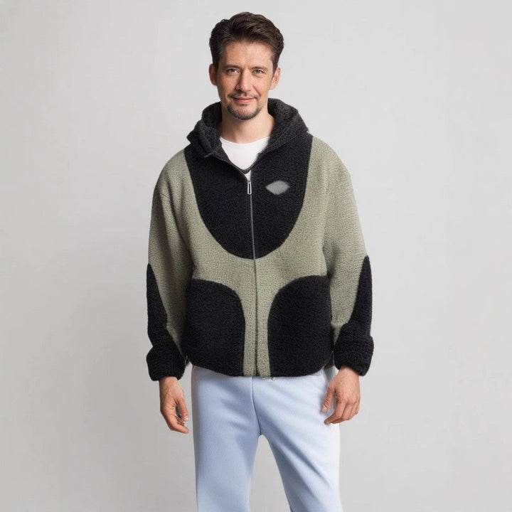 Herren Gemütliche Teddyjacke mit Kontrastnähten Drune