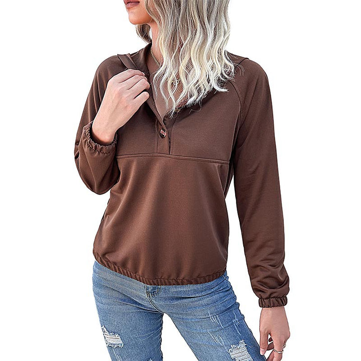 Damen Freizeitpullover mit Knopfleiste und Kapuze Drune