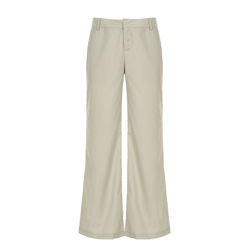 Damen weite Business-Hose mit hohem Bund und eleganten Taschen Drune