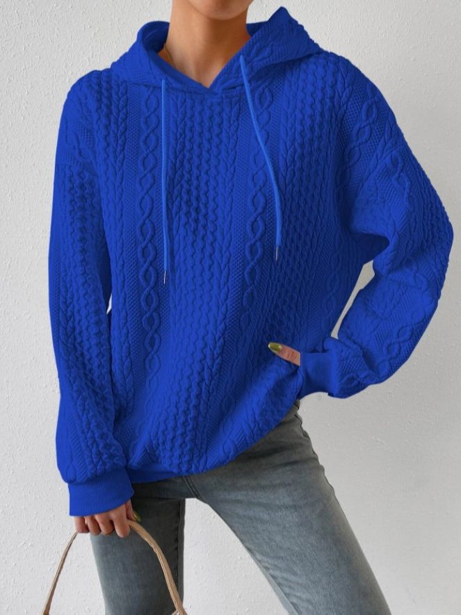 Damen Oversized Pullover mit strukturiertem Waffelmuster und Kapuze Drune