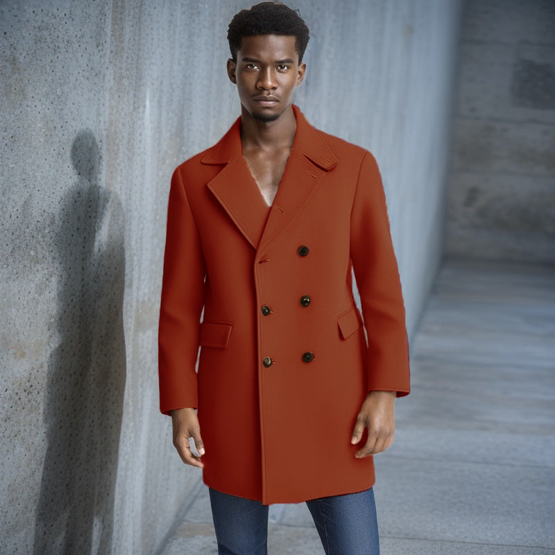 Herren eleganter Doppelreiher-Mantel mit modernem Schnitt und praktischen Taschen Drune