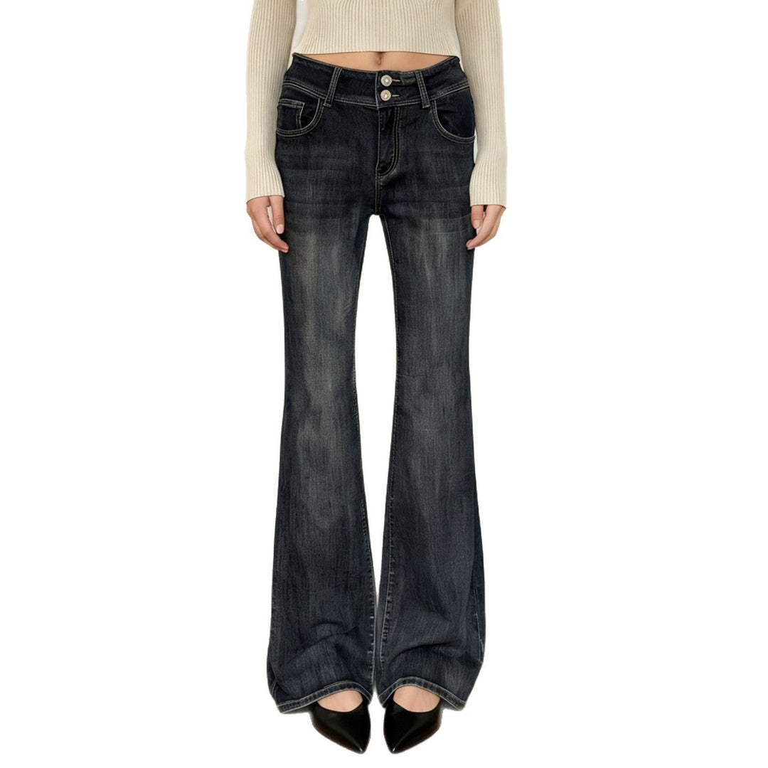 Damen Schlagjeans mit hohem Bund und flexibel einstellbarem Taillenbund Drune