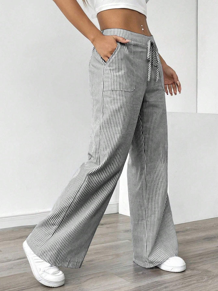 Damen nan weite Baumwoll-Loungehose mit Tunnelzug und Seitentaschen Drune