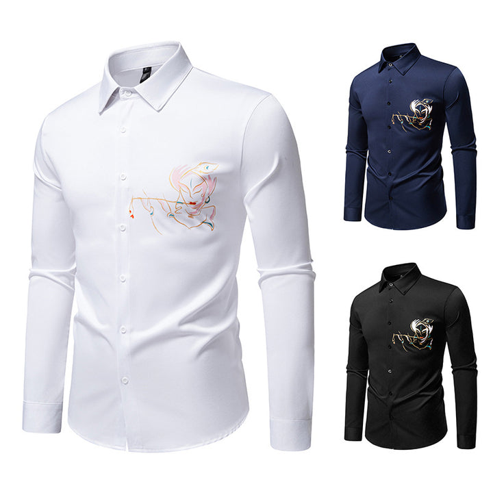 Herren Langarmhemden mit einzigartigem Stickdesign Drune