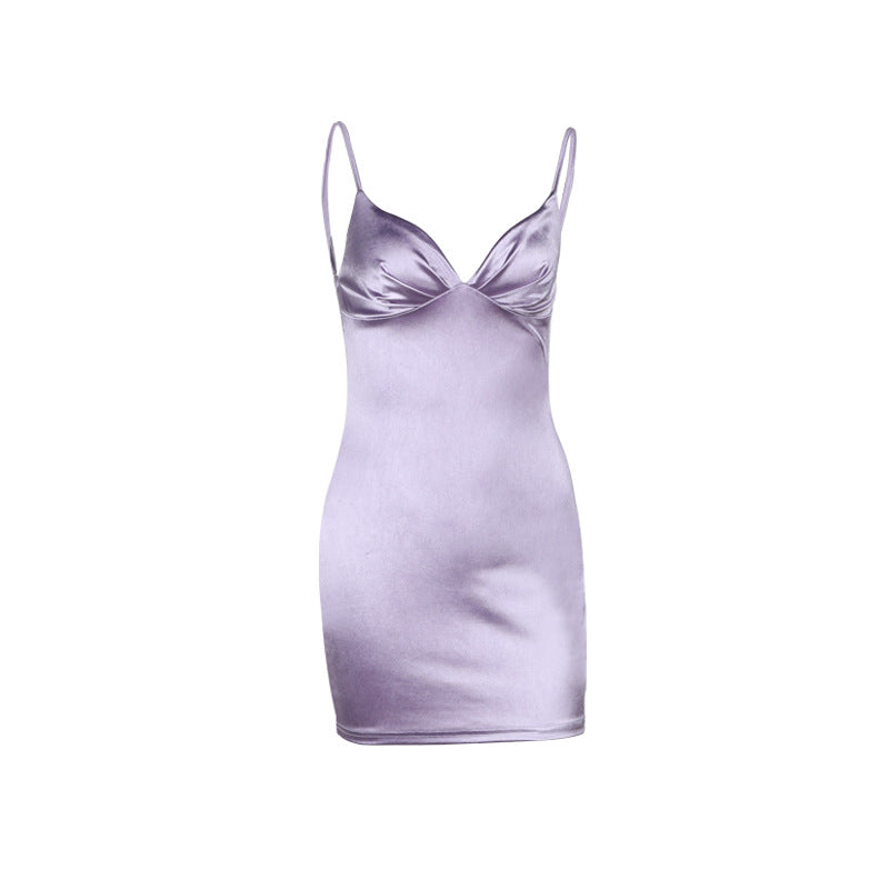 Damen Satin Kleid mit verstellbaren Trägern Drune