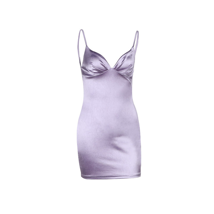 Damen Satin Kleid mit verstellbaren Trägern Drune