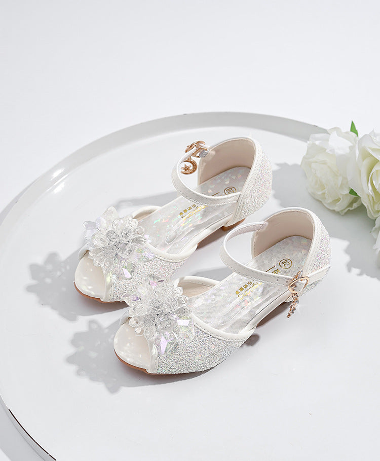 Mädchen Glitzernde Festtagschuhe mit Blumenapplikation Drune