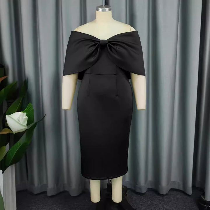 Damen Elegantes Midi-Kleid mit übergroßem Schleifen-Detail Drune