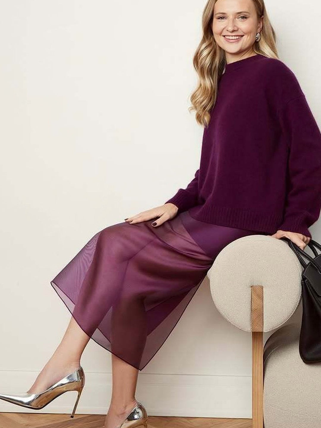 Damen Langer Chiffon-Rock mit seitlichem Schlitz und eleganter Silhouette Drune